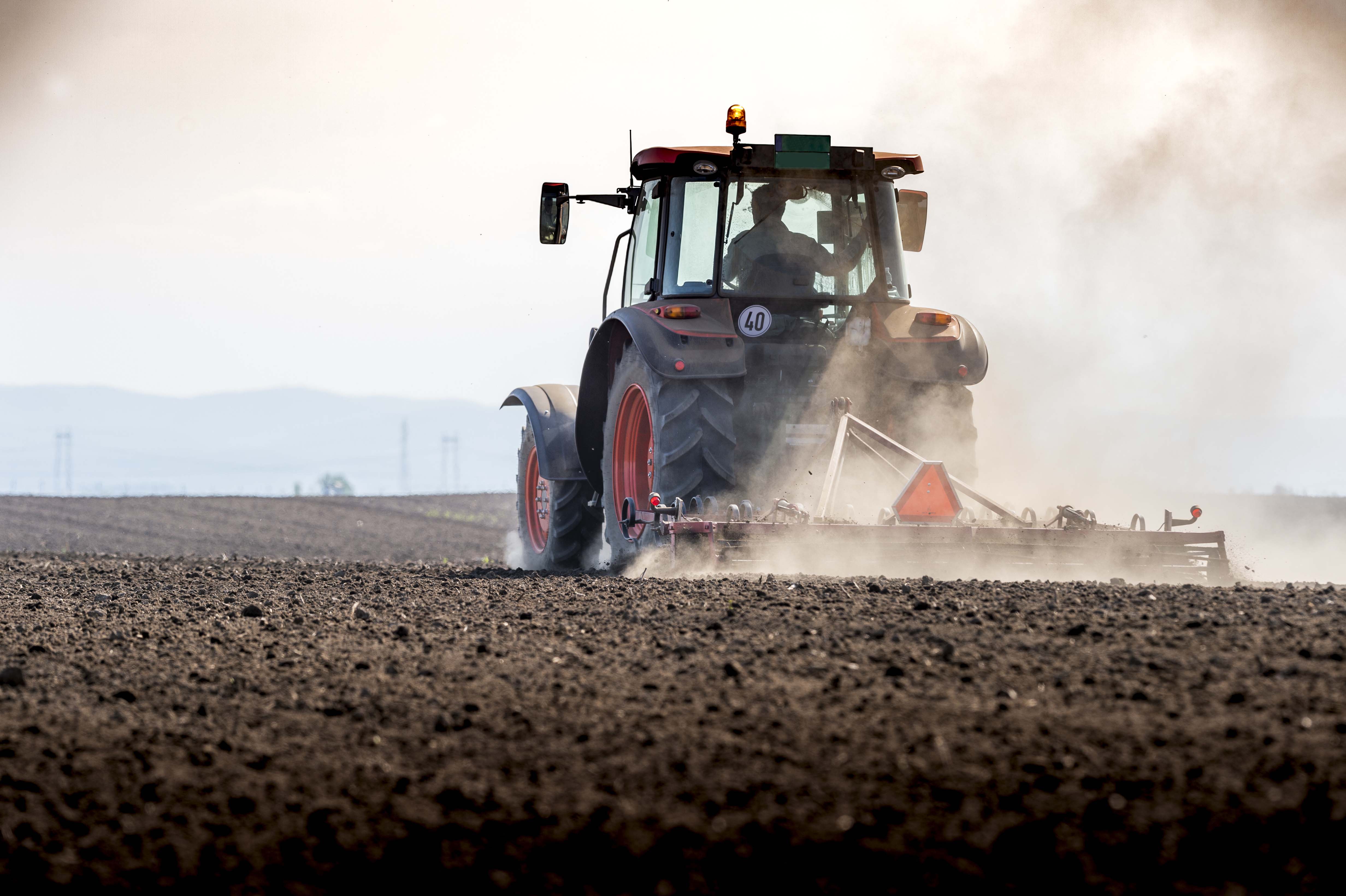 Tractor working in the field