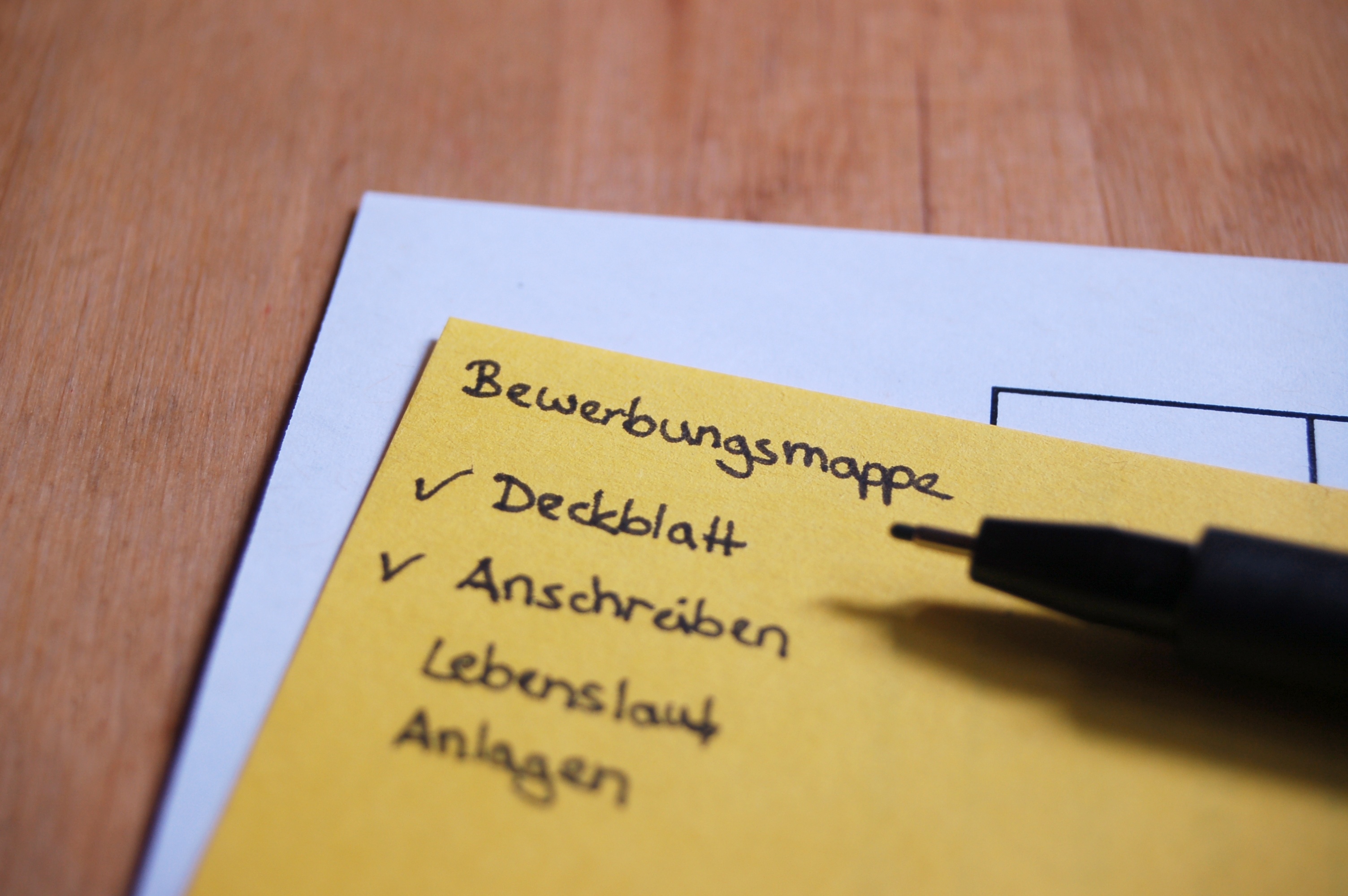 Deckblatt für die Bewerbung